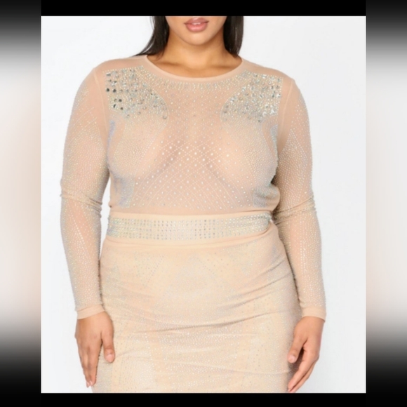 Fashion Nova "Studs & Stones Midi Dress" (1X) - Picture 2 of 16